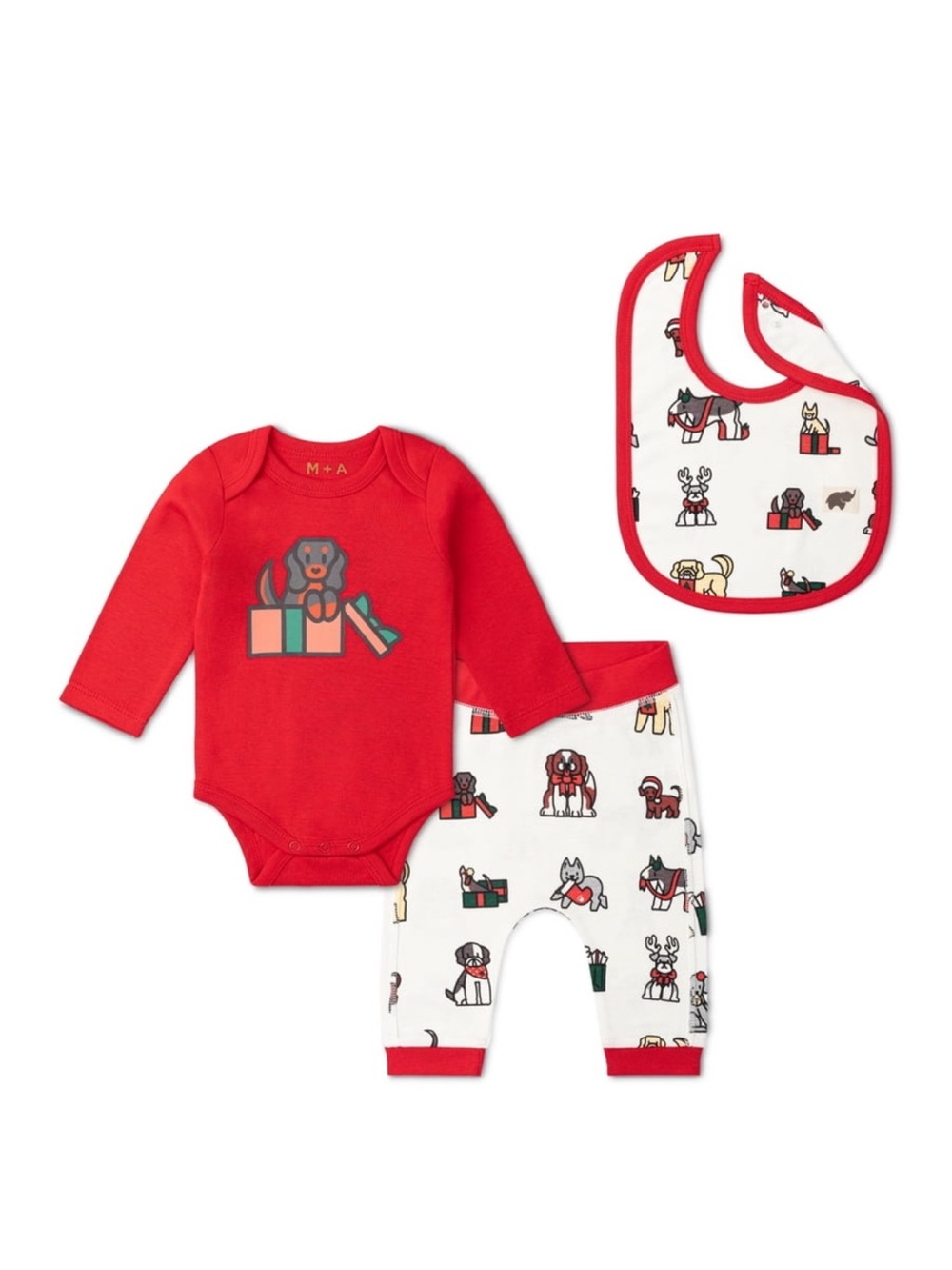 M+A by Monica + Andy Organic Cotton First Moves Set (Puppies for Christmas)